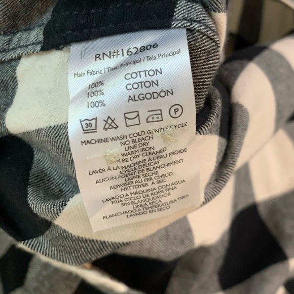 NWT Cotton & Co Black and White Checkered Long Sleeve Button Down Shirt, size XL - Picture 6 of 9